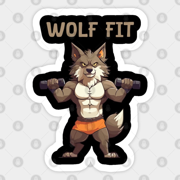 Wolf fit for gym Sticker by Patterns-Hub